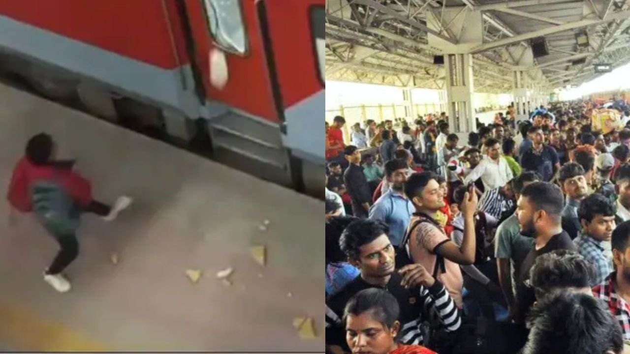 महाकुंभ जाने वालों की भीड़ ने किया रेलवे स्टेशनों पर हंगामा, ट्रेनों में चढ़ने को लेकर हुआ बवाल