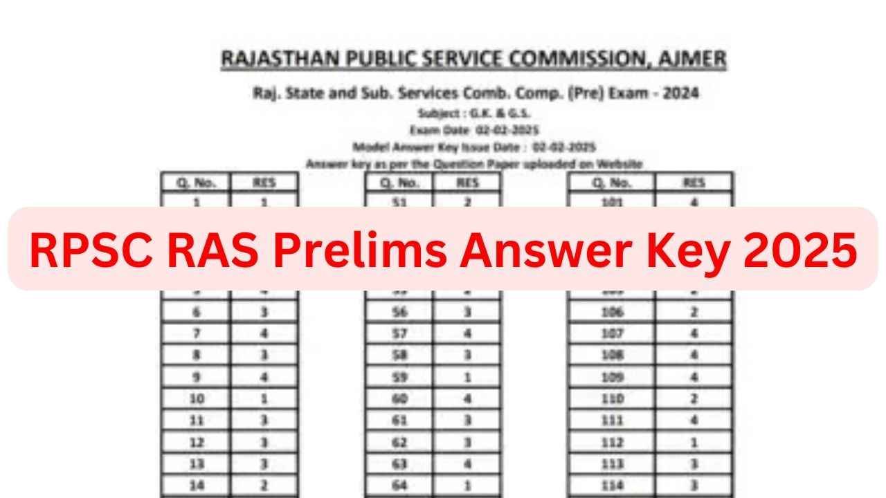 RPSC RAS Prelims Answer Key: आरपीएससी आरएएस प्रीलिम्स आंसर-की जारी, ऐसे करें डाउनलोड