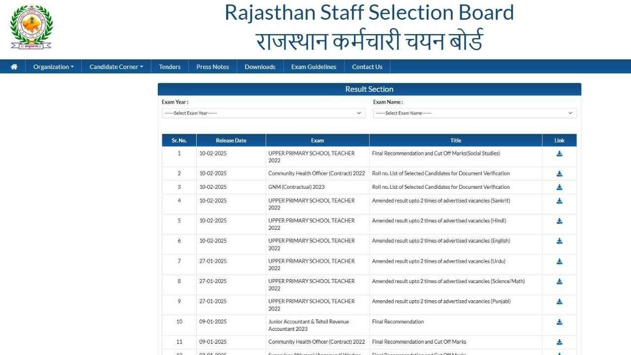 RSMSSB: राजस्थान कर्मचारी चयन बोर्ड ने जारी किया रीट लेवल 2 संशोधित परिणाम, रिजल्ट पीडीएफ यहां से करें डाउनलोड